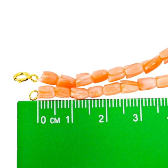 Vintage Carved Tulip Bud Salmon Pink Coral Necklace 15.5” 11.5 g - Picture 11 of 12